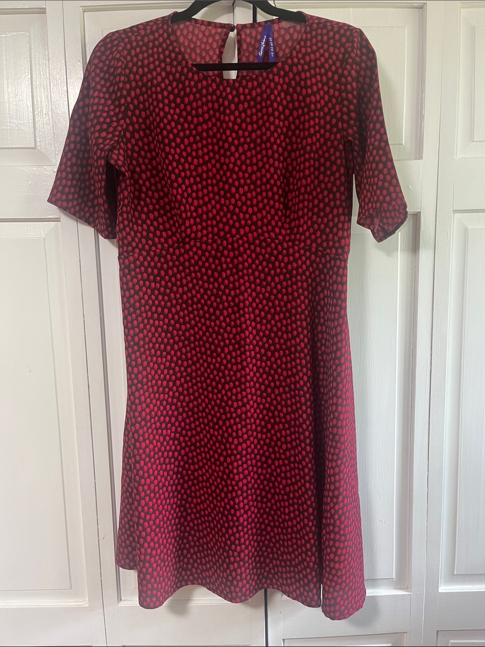 Seraphine Maternity Red and Black 1/2 Sleeve Patterned Dress